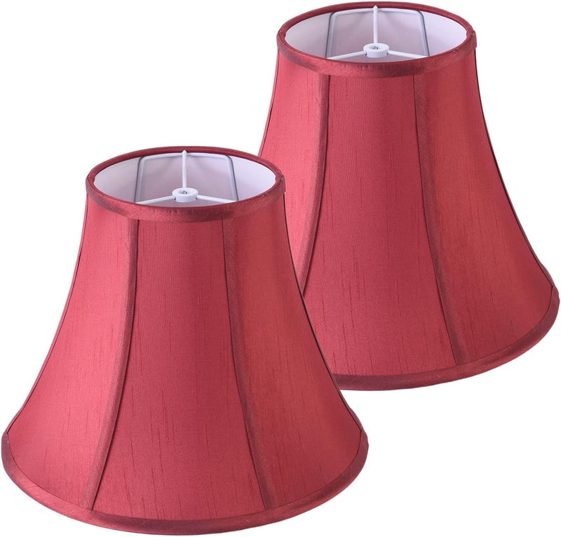 JERHOUS 2 Pcs Red Lamp Shades vintage Bell lamp shade 6.7``Top x 13``Bottom x 10``High(Spider) Medium Lampshade for Table & Bedside Lamp - Image 1